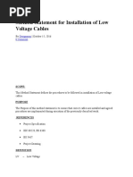 Method Statement For Installation of Low Voltage Cables