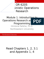 OR 6205 Deterministic Operations Research: Module 1: Introduction To Operations Research and Linear Programming