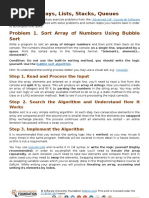 Exercise: Arrays, Lists, Stacks, Queues: Problem 1. Sort Array of Numbers Using Bubble Sort