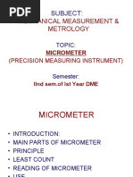 Mechanical Measurement & Metrology: Subject