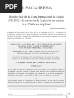 Histórico Fallo de La Corte Internacional de Justicia (CIJ) 2012 y La Restitución de La Plataforma Marítima en El Caribe Nicaragüense