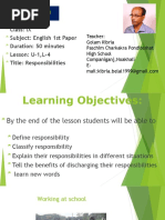 English First Paper, Class Nine, U-1, L-4 (Responsibility)