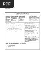 Daily Lesson Plan: Instructor Date & Start-Stop Times: Subject and Block/Period Unit and Topic