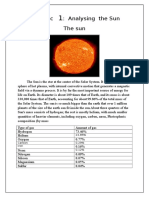 Subtopic: Analysing The Sun The Sun: 24.85% Carbon 0.29% Iron 0.12%