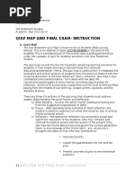 NEW TESTAMENT Quiz Map and Final Exam Instruction