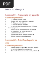 Minna No Nihongo Contenidos