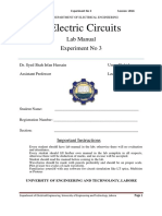 Electric Circuits: Lab Manual Experiment No 3