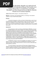 Análisis de Los Resultados Obtenidos en La Aplicación Del Cuestionario de Evaluación de Riesgos Psicosociales en El Trabajo Suseso