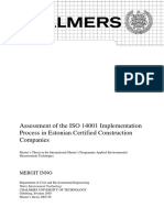 Assessment of The ISO 14001 Implementation Process in Estonian Certified Construction Companies