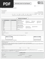 Authority Letter For Cash Deposit