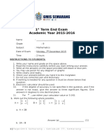 Grade 9 MATHS Term End Exam 1