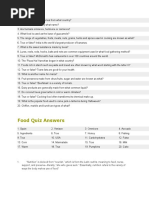 Food Quiz Answers