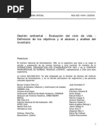 NCh-ISO 14041-2000 Gestión Ambiental - Evaluación Del Ciclo de Vida - Definición de Los Objetivos y El Alcance y Análisis Del Inventario PDF