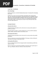 Teaching and Learning Plan - Permutations, Combinations & Probability