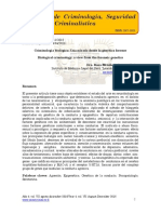 Criminología Biológica: Una Mirada Desde La Genética Forense