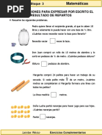 3er Grado - Matemáticas - Uso de Fracciones para Expresar Repartos PDF