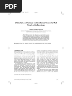 Ultimate Load Formula For Reinforced Concrete Wall Panels With Openings