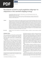 Recruitment of Hard-To-reach Population Subgroups Snowballing 2010