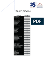 Lista de Precios Picacho McGregor