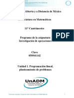 MIOP - U1. Programacion Lineal y Planteamiento de Problemas PDF