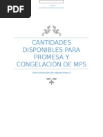 Cantidades Disponibles para Promesa y Congelación de Mps