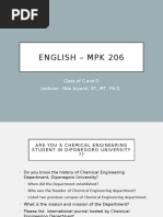 English - MPK 206: Classofcandd Lecturer: Nita Aryanti, ST., MT., PH.D