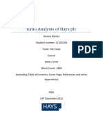 Corporate Financial Management Assignment - Ratio Analysis of Hays PLC