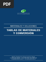 Tablas de Materiales y Conversion