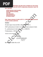 Solution:: P Absolute Molal Humidity H PP 2.0624 100-2.0624 Kmol Water Vapour 0.02106 Kmol Dry Air ..... Ans. (A)