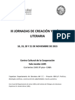 Programa III Jornadas Creación y Crítica Literaria - 2015 - CCC-Ubacyt