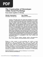 The Construction of Stereotypes As Social Psychology