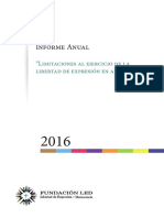 Informe "Limitaciones Al Ejercicio de La Libertad de Expresión Argentina 2016"