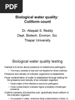 Biological Water Quality: Coliform Count: Dr. Akepati S. Reddy Dept. Biotech. Environ. Sci. Thapar University