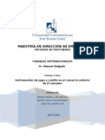 Instrumentos de Pago y Credito en El Comercio Exterior de El Salvador