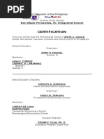 Certification: Don Alipio Fernandez, Sr. Integrated School