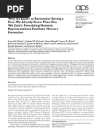 Why It's Easier To Remember Seeing A Face We Already Know Than One We Don't: Preexisting Memory Representations Facilitate Memory Formation