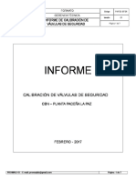 Informe Calibración de Válvulas - CBN Planta Paceña La Paz