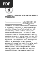 Consent Form For Ventilation and Icu Procedures