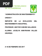 Reporte de La Evolucion Del Mantenimiento Industrial