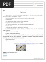 Interpretacao de Texto Primavera 7º Ano Respostas