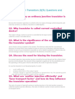 Bipolar Junction Transistors (BJTS) Questions and Answers