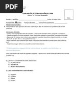 Evaluacion de Comprension Lectora El Zorrito Abandonado