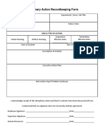 Disciplinary Action Record Form