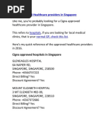 Cigna Approved Healthcare Providers in Singapore