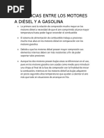 Diferencias Entre Los Motores A Diésel y A Gasolina