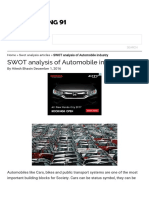 SWOT Analysis of Automobile Industry