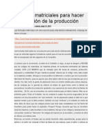 Formulas Matriciales para Hacer La Explosión de La Producción