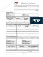 Supplier Survey Questionnaire: Organization Information