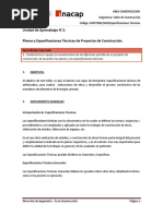 G05. Taller de Construcción. Especificaciones Técnicas.