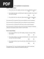 Bowel and Bladder Screening Questions Bladder Control Problems